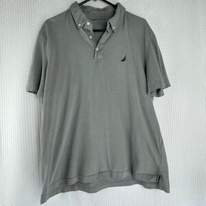 Nautica Polo Mens Shirt Cotton Gray X-Large Short Sleeve‎ Button Collar Casual